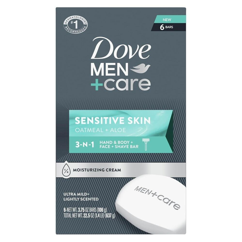 6-Pack DOVE MEN + CARE Hand + Body Face + Shave Bar For Sensitive Skin 3.75 oz